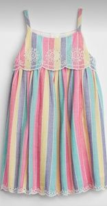 Baby Gap girl striped rainbow scallop eyelet dress